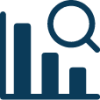 Group 335 Bar graph with a magnifying glass icon, symbolizing data analysis.